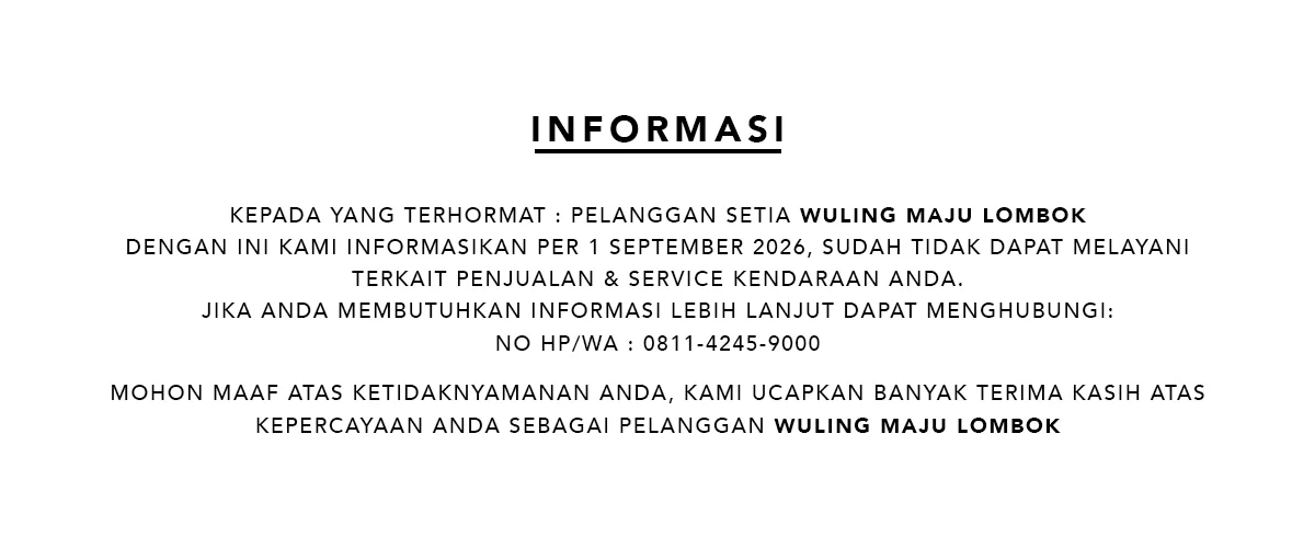 Wuling Maju Lombok Closed - HBanner